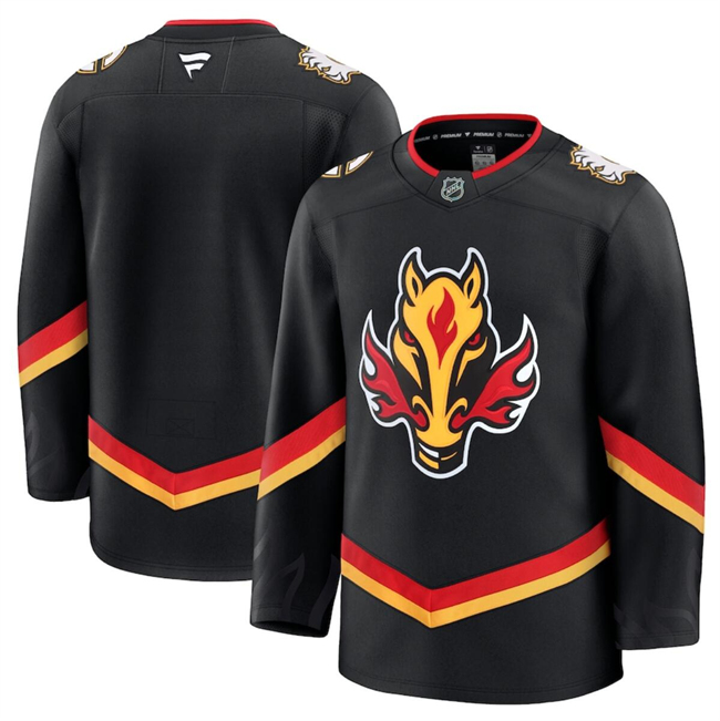 Men's Calgary Flames Blank Black 2024-25 Alternate Stitched Hockey Jersey