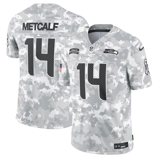 Men's Seattle Seahawks #14 DK Metcalf 2024 F.U.S.E Arctic Camo Salute to Service Limited Stitched Football Jersey