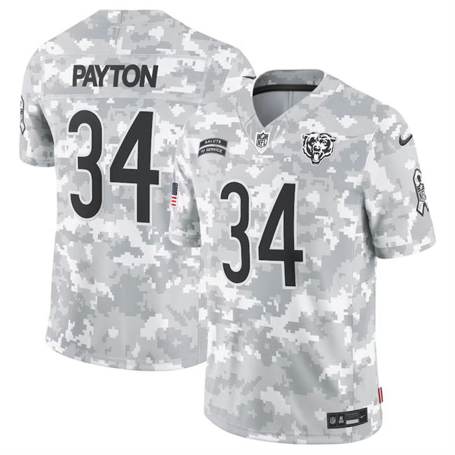 Men's Chicago Bears #34 Walter Payton 2024 F.U.S.E Arctic Camo Salute to Service Limited Stitched Football Jersey