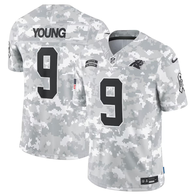 Men's Carolina Panthers #9 Bryce Young 2024 F.U.S.E Arctic Camo Salute to Service Limited Stitched Football Jersey