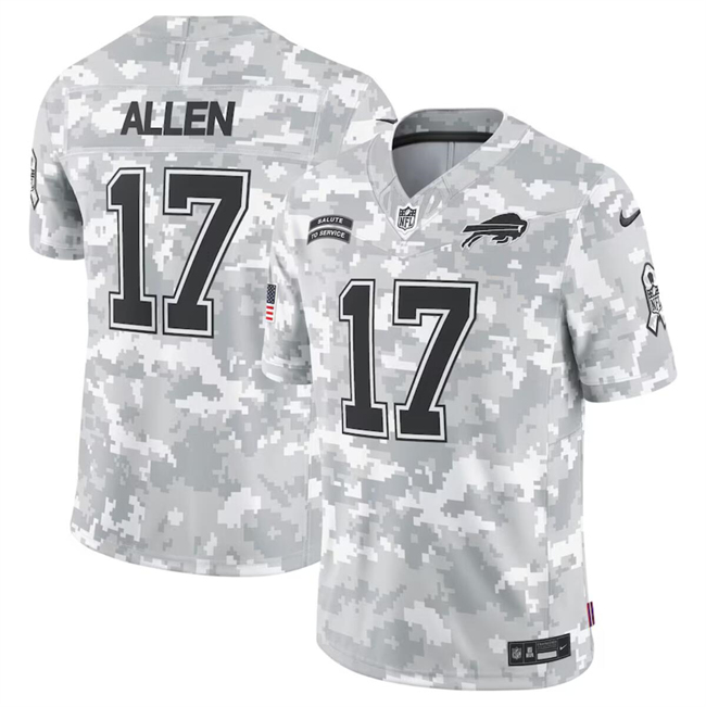 Men's Buffalo Bills #17 Josh Allen 2024 F.U.S.E Arctic Camo Salute to Service Limited Stitched Football Jersey