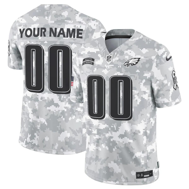 Men's Philadelphia Eagles Custom Nike 2024 F.U.S.E Arctic Camo Salute to Service Limited Stitched Football Jersey