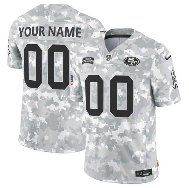 Men's San Francisco 49ers Custom Nike 2024 F.U.S.E Arctic Camo Salute to Service Limited Stitched Football Jersey