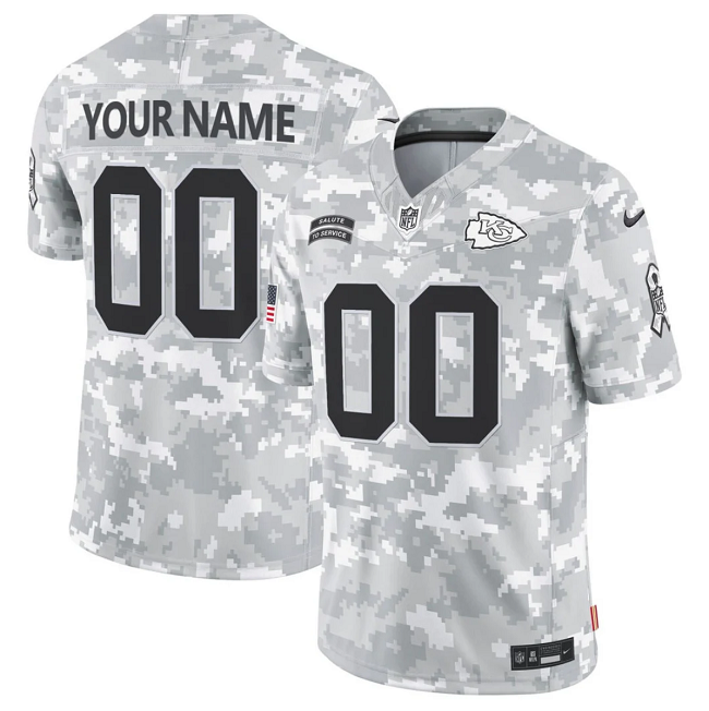 Youth Kansas City Chiefs Custom Nike 2024 F.U.S.E Arctic Camo Salute to Service Limited Stitched Football Jersey