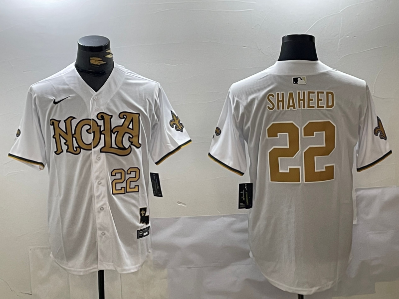 Men's New Orleans Saints #22 Rashid Shaheed White Cool Base Stitched Baseball Jersey