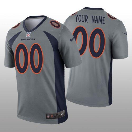 Men's Denver Broncos Custom Gray Inverted Legend Stitched Football Jersey