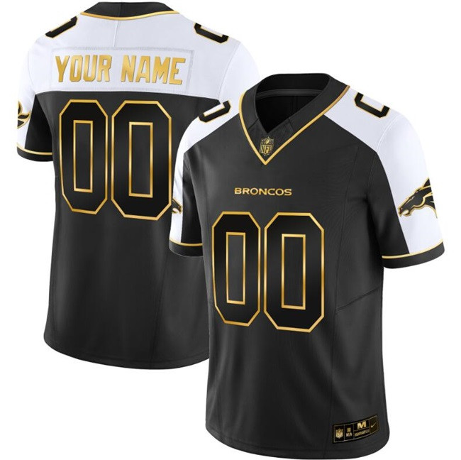 Men's Denver Broncos Custom Nike Black Gold 2024 F.U.S.E. Vapor Limited Stitched Jersey