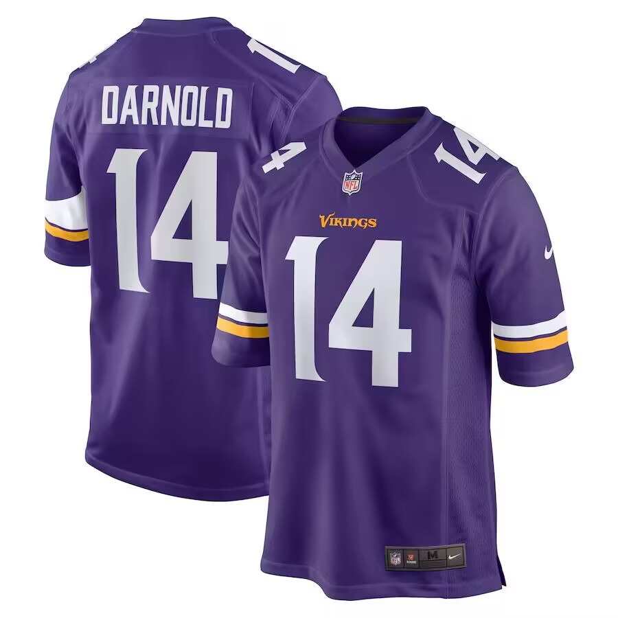 Men's Minnesota Vikings #14 Sam Darnold Purple Football Stitched Game Jersey