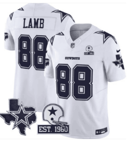 Men's Dallas Cowboys #88 CeeDee Lamb 2024 White F.U.S.E. With Established In 1960 Patch Stitched Football Jersey