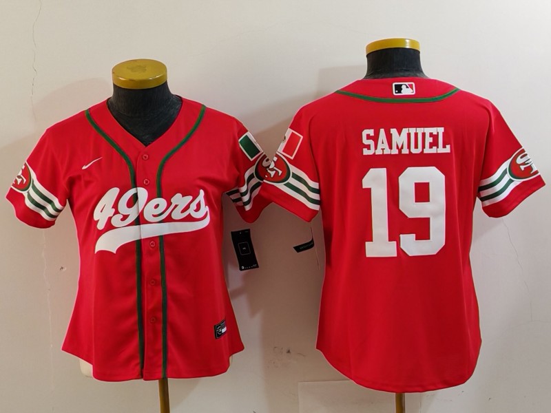 Women's San Francisco 49ers #19 Deebo Samuel Red Mexico Cool Base Stitched Baseball Jersey