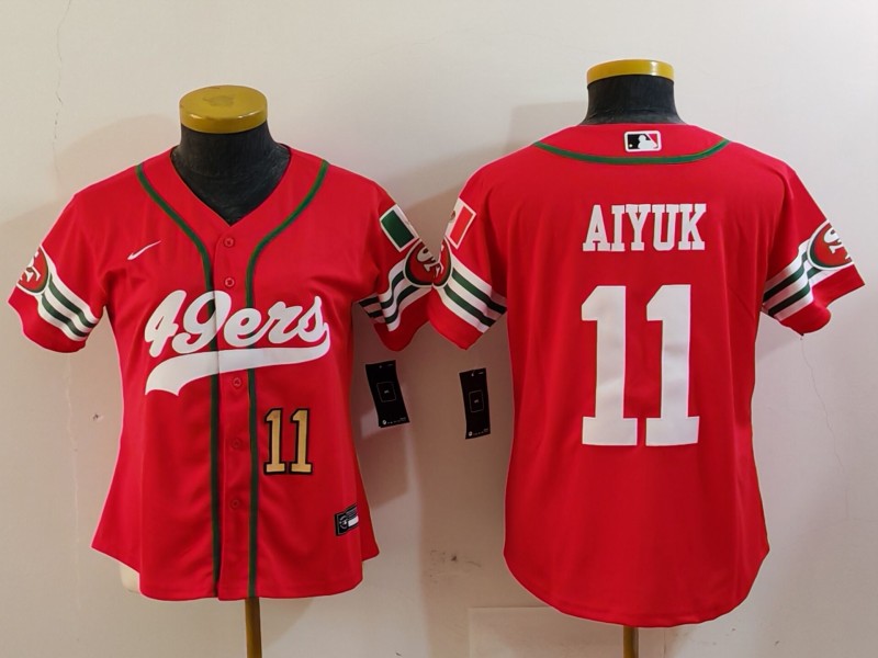 Women's San Francisco 49ers #11 Brandon Aiyuk Red Mexico Cool Base Stitched Baseball Jerseys