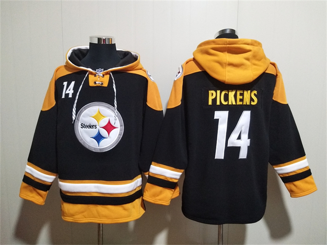 Men's Pittsburgh Steelers #14 George Pickens Black Ageless Must-Have Lace-Up Pullover Hoodie