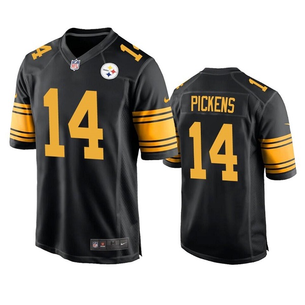 Men's Pittsburgh Steelers #14 George Pickens Black Color Rush Game Stitched Jersey