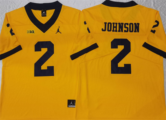 Men's Michigan Wolverines #2 Will Johnson Yellow College Football Stitched Jersey