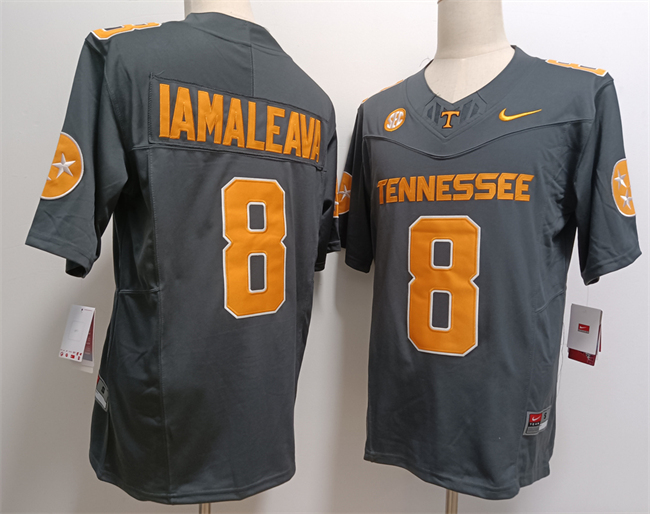 Men's Tennessee Volunteers #8 Nico Iamaleava Grey F.U.S.E College Football Stitched Jersey