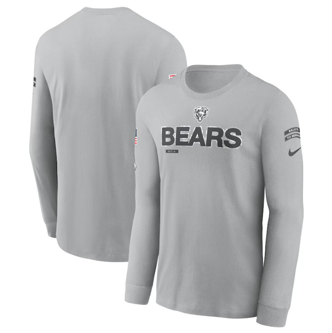 Men's Chicago Bears 2024 Gray Salute To Service Long Sleeve T-Shirt