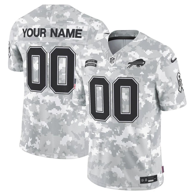 Men's Buffalo Bills Custom 2024 F.U.S.E Arctic Camo Salute to Service Limited Stitched Football Jersey