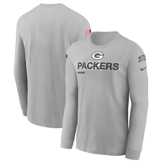 Men's Green Bay Packers 2024 Gray Salute To Service Long Sleeve T-Shirt