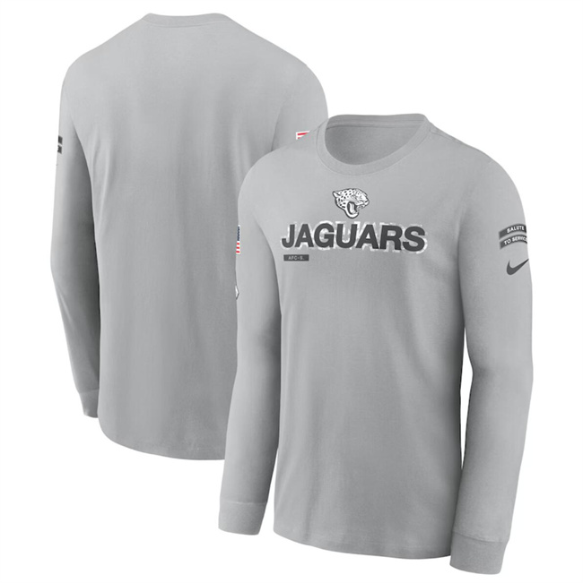 Men's Jacksonville Jaguars 2024 Gray Salute To Service Long Sleeve T-Shirt