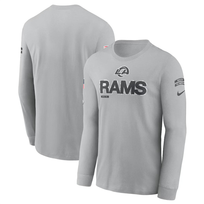 Men's Los Angeles Rams 2024 Gray Salute To Service Long Sleeve T-Shirt