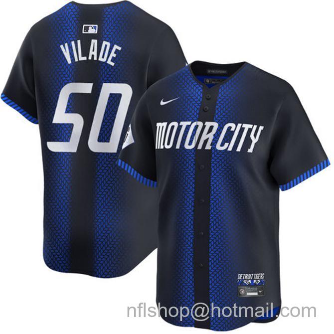 Ryan Vilade Men's #50 Detroit Tigers City Connect Nike Limited Stitched Baseball Jersey Navy