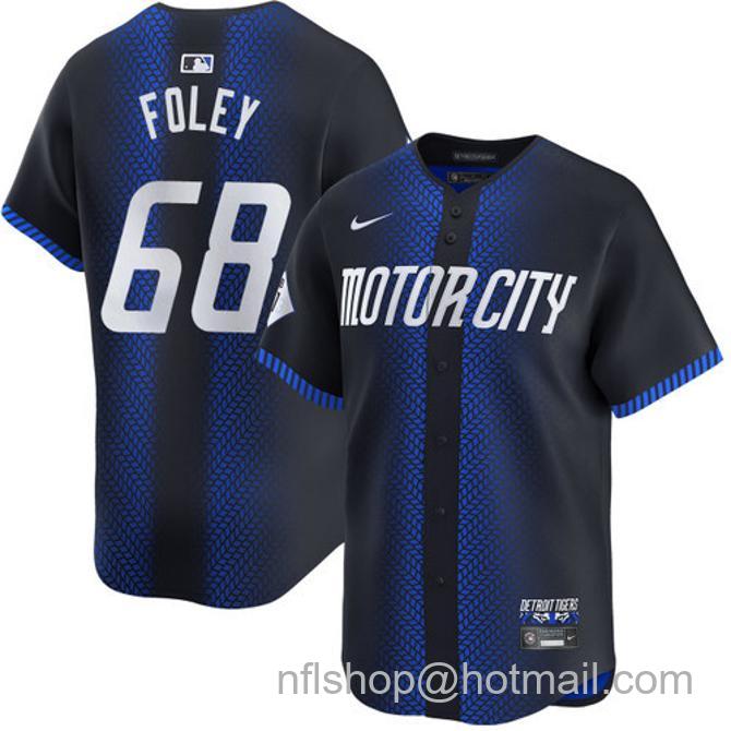 Jason Foley Men's #68 Detroit Tigers City Connect Nike Limited Stitched Baseball Jersey Navy