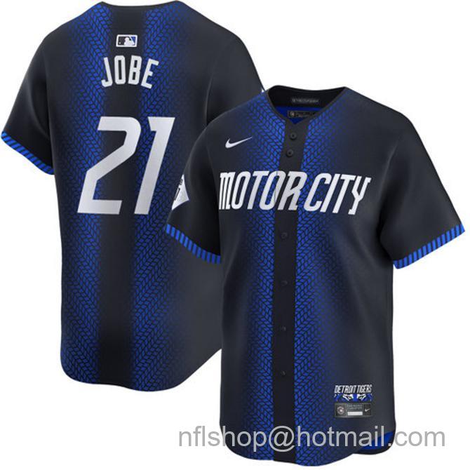 Jackson Jobe Men's #21 Detroit Tigers City Connect Nike Limited Stitched Baseball Jersey Navy