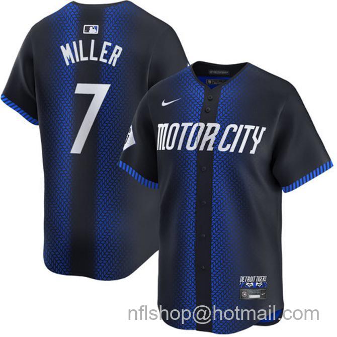 Shelby Miller Men's #7 Detroit Tigers City Connect Nike Limited Stitched Baseball Jersey Navy