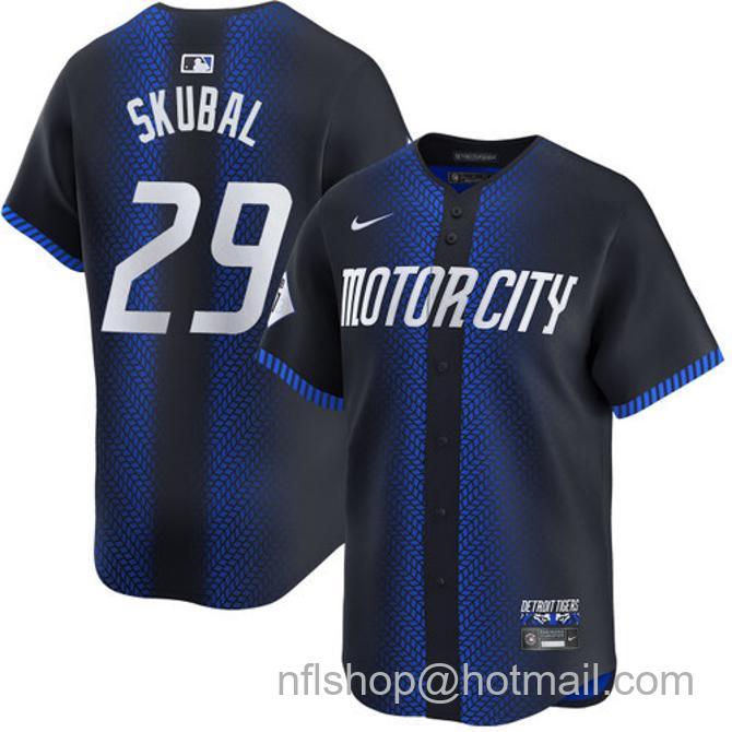 Tarik Skubal Men's #29 Detroit Tigers City Connect Nike Limited Stitched Baseball Jersey Navy