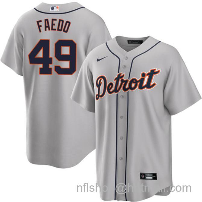 Alex Faedo Men's #49 Detroit Tigers Road Nike Stitched Baseball Jersey Gray