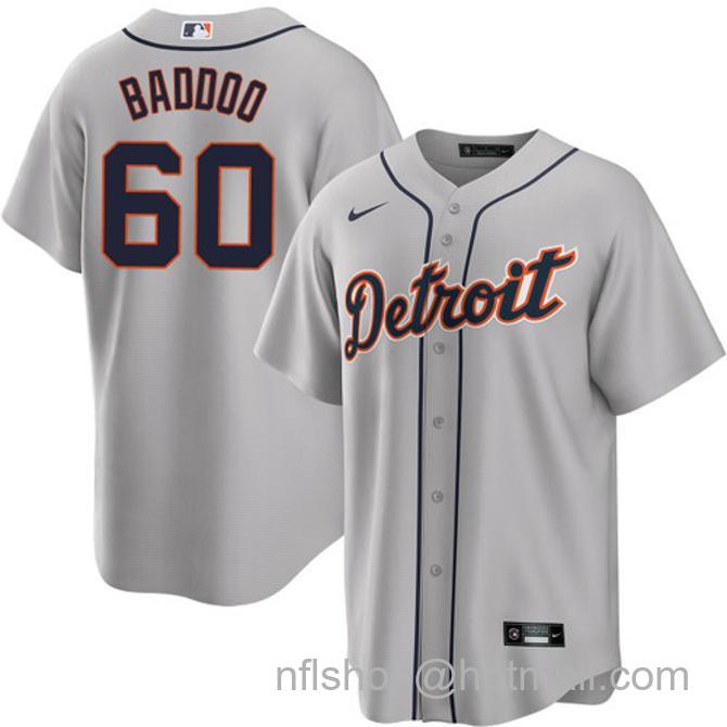 Akil Baddoo Men's #60 Detroit Tigers Road Nike Stitched Baseball Jersey Gray