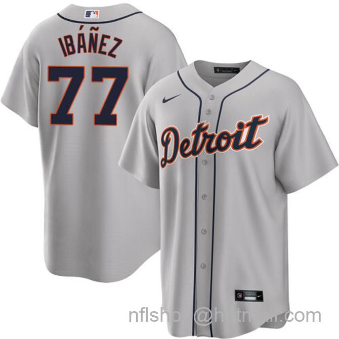 Andy Ibanez Men's #77 Detroit Tigers Road Nike Stitched Baseball Jersey Gray