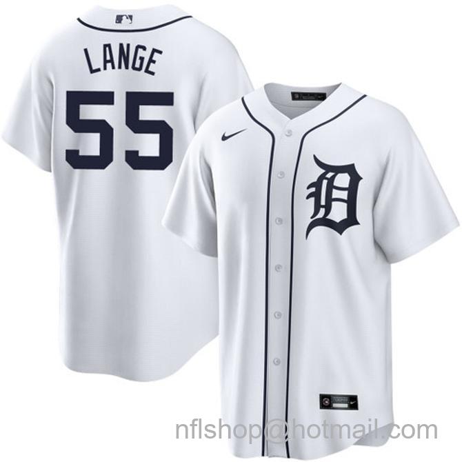 Alex Lange Men's #55 Detroit Tigers Home Nike Stitched Baseball Jersey White