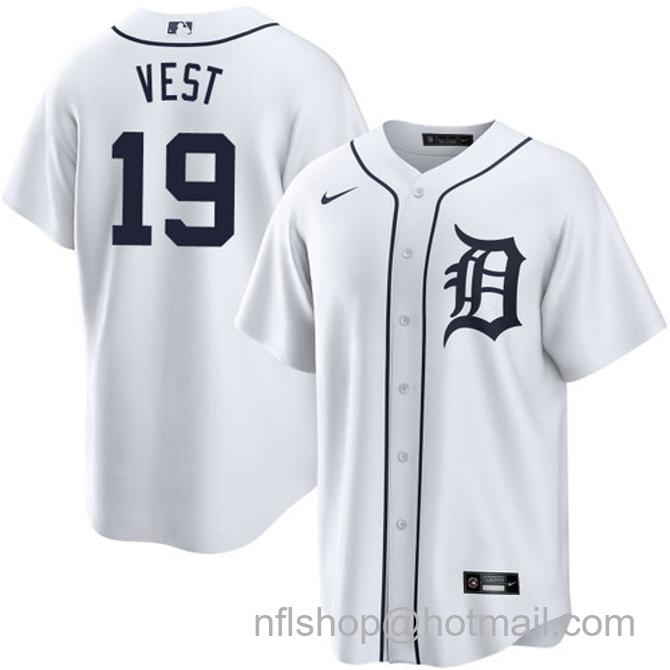 Will Vest Men's #19 Detroit Tigers Home Nike Stitched Baseball Jersey White