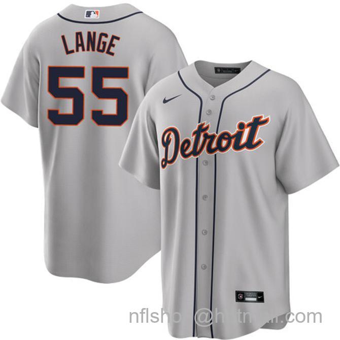 Alex Lange Men's #55 Detroit Tigers Road Nike Stitched Baseball Jersey Gray