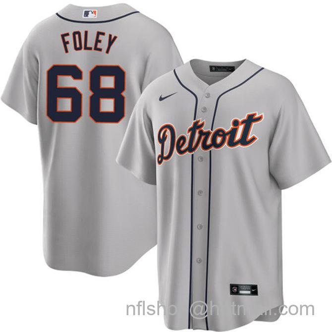 Jason Foley Men's #68 Detroit Tigers Road Nike Stitched Baseball Jersey Gray