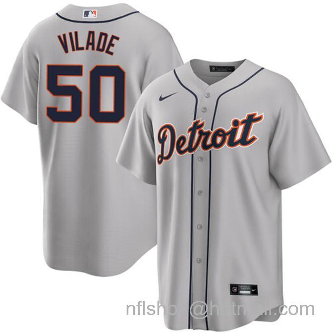 Ryan Vilade Men's #50 Detroit Tigers Road Nike Stitched Baseball Jersey Gray