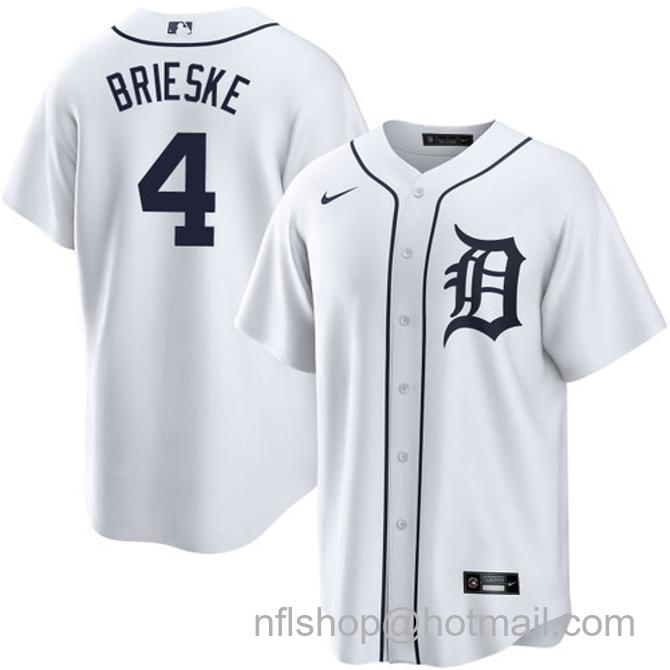 Beau Brieske Men's #4 Detroit Tigers Home Nike Stitched Baseball Jersey White