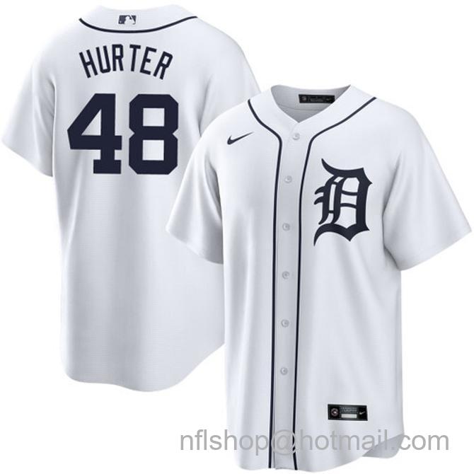 Brant Hurter Men's #48 Detroit Tigers Home Nike Stitched Baseball Jersey White