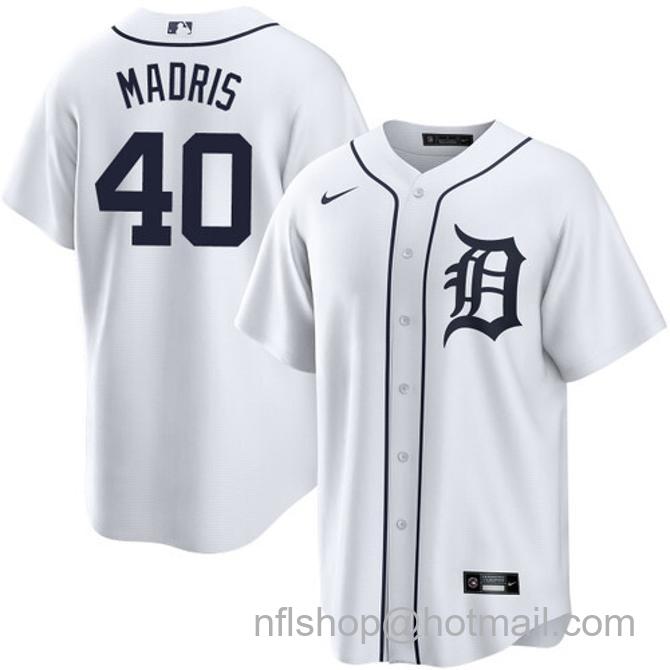 Bligh Madris Men's #40 Detroit Tigers Home Nike Stitched Baseball Jersey White