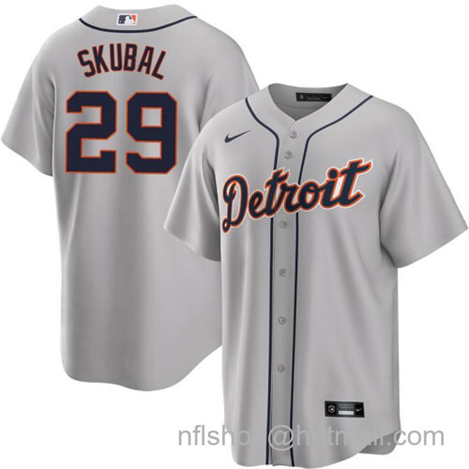 Tarik Skubal Men's #29 Detroit Tigers Road Nike Stitched Baseball Jersey Gray