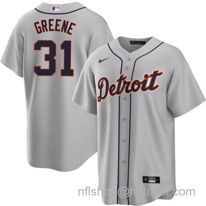 Riley Greene Men's #31 Detroit Tigers Road Nike Stitched Baseball Jersey Gray