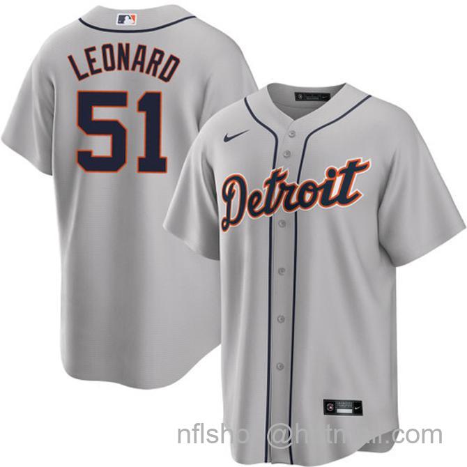 Eddys Leonard Men's #51 Detroit Tigers Road Nike Stitched Baseball Jersey Gray