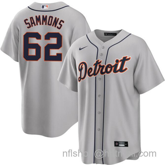 Bryan Sammons Men's #62 Detroit Tigers Road Nike Stitched Baseball Jersey Gray