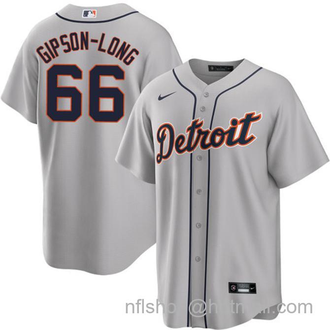 Sawyer Gipson-Long Men's #66 Detroit Tigers Road Nike Stitched Baseball Jersey Gray