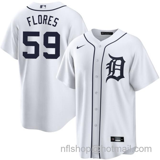 Wilmer Flores Men's #59 Detroit Tigers Home Nike Stitched Baseball Jersey White