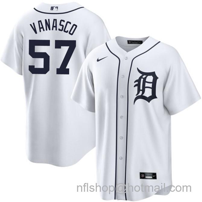 Ricky Vanasco Men's #57 Detroit Tigers Home Nike Stitched Baseball Jersey White