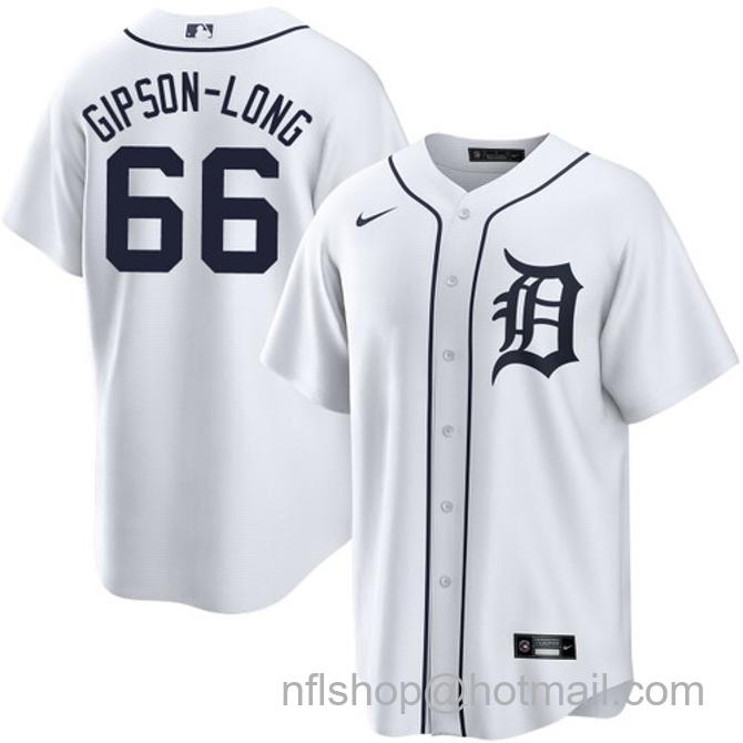 Sawyer Gipson-Long Men's #66 Detroit Tigers Home Nike Stitched Baseball Jersey White