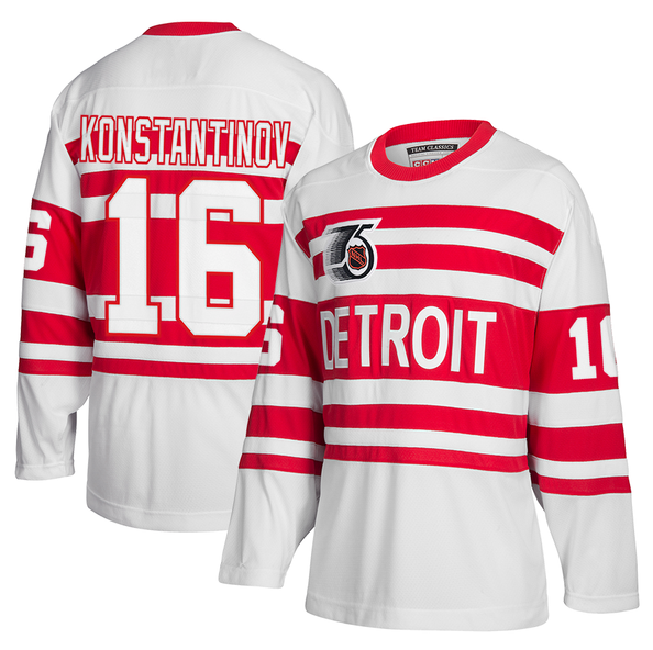 Youth Detroit Red Wings #16 Vladimir Konstantinov White CCM 1991-92 75th Anniversary Team Classics Hockey Stitched NHL Jersey