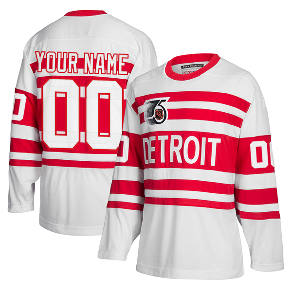 Youth Detroit Red Wings CCM Personalized Custom White 1991-92 75th Anniversary Team Classics Jersey